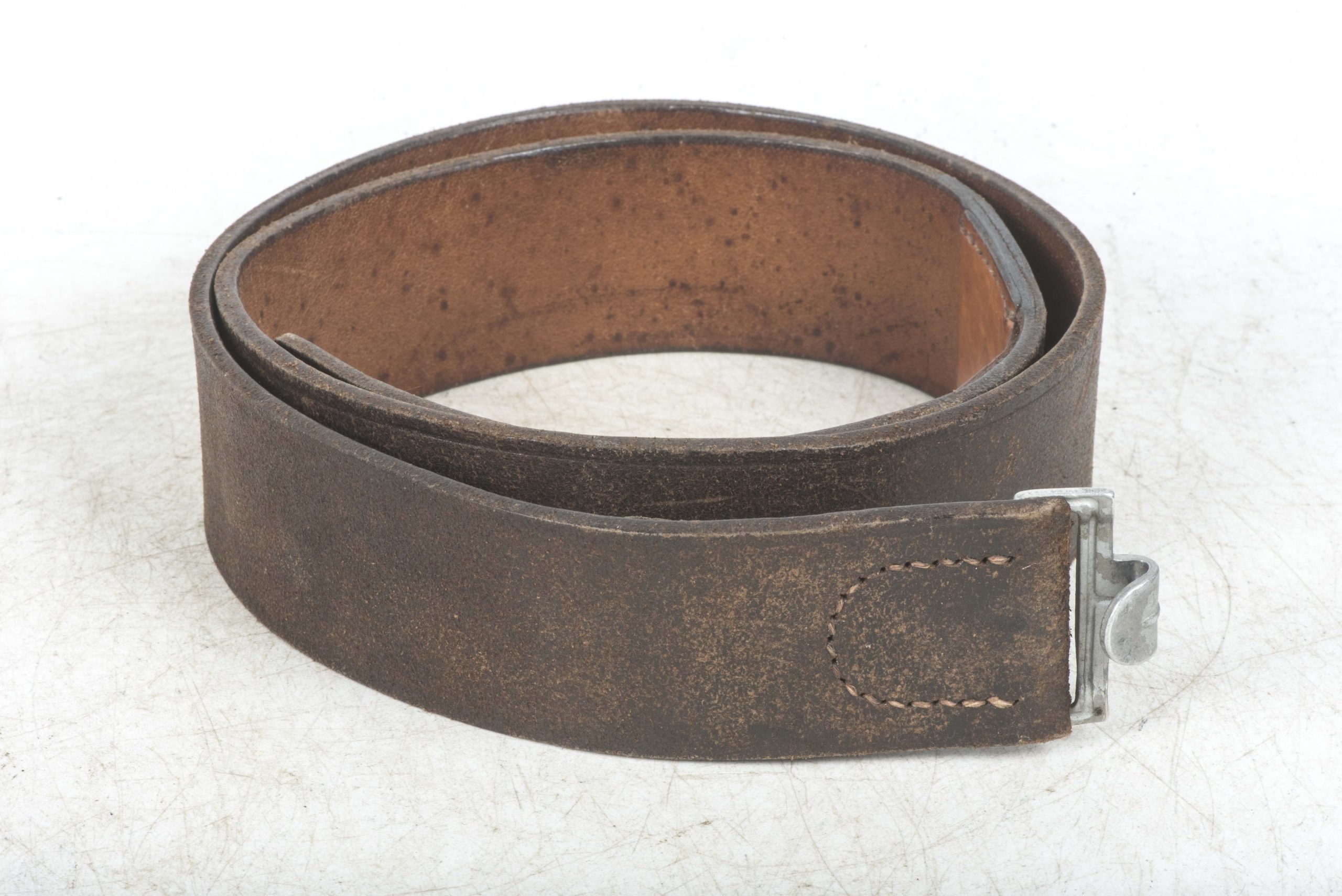 Chocolate brown Luftwaffe issue equipment belt size 95 marked Wiko, Bielefeld 1938, S.Fl. Hst. Kamp. 1938, LBAB 37., S.Fl.Hst.Kamp 1938 — image 2