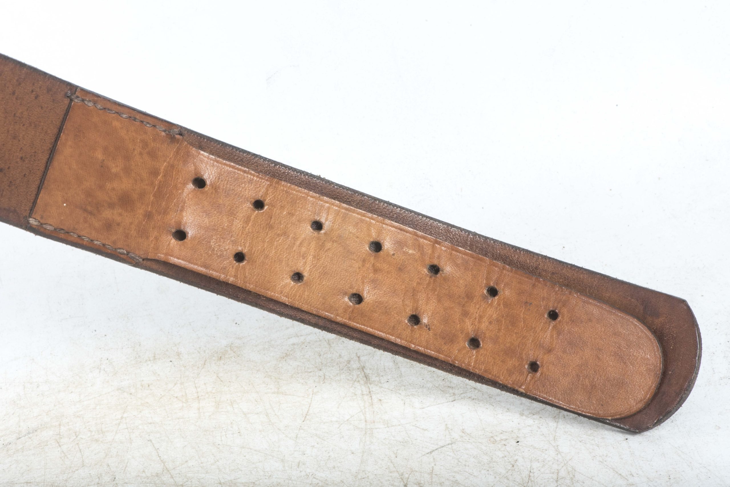 Chocolate brown Luftwaffe issue equipment belt size 95 marked Wiko, Bielefeld 1938, S.Fl. Hst. Kamp. 1938, LBAB 37., S.Fl.Hst.Kamp 1938 — image 5