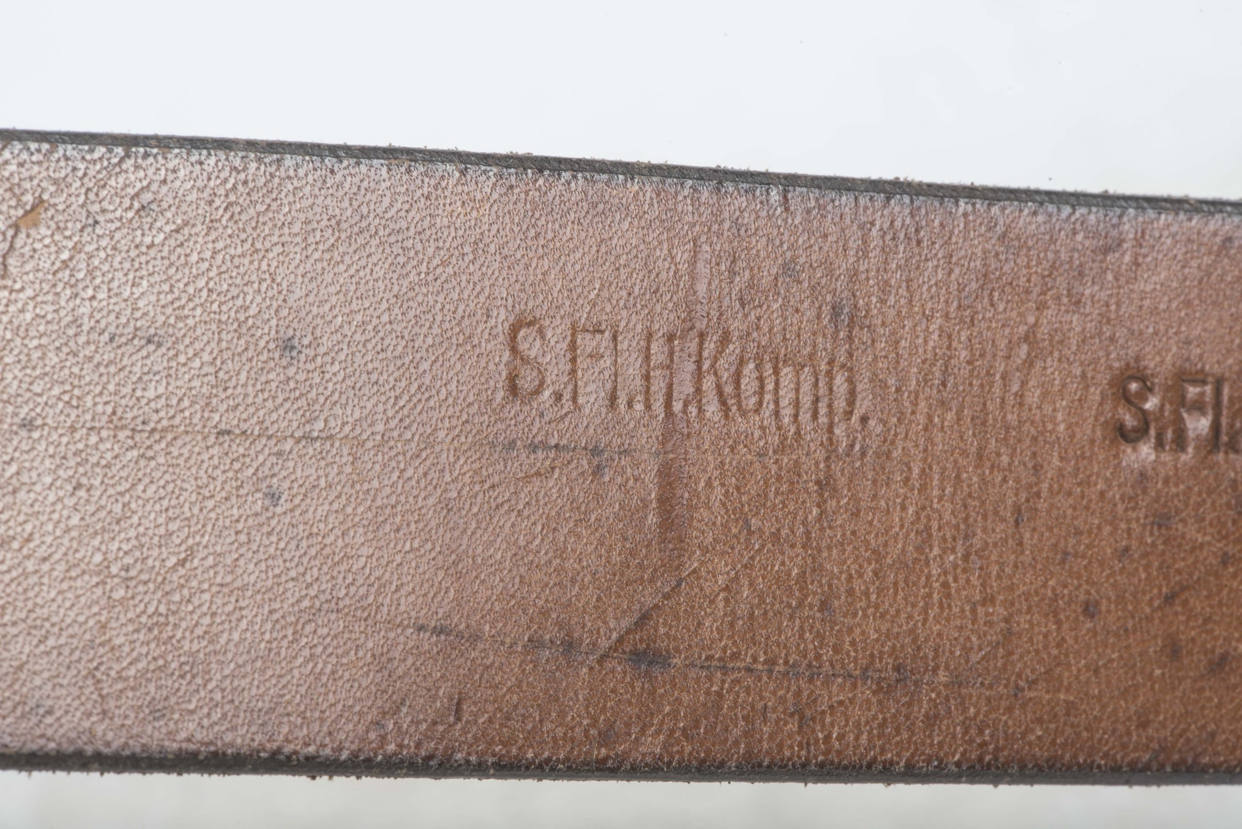 Chocolate brown Luftwaffe issue equipment belt size 95 marked Wiko, Bielefeld 1938, S.Fl. Hst. Kamp. 1938, LBAB 37., S.Fl.Hst.Kamp 1938 — image 9