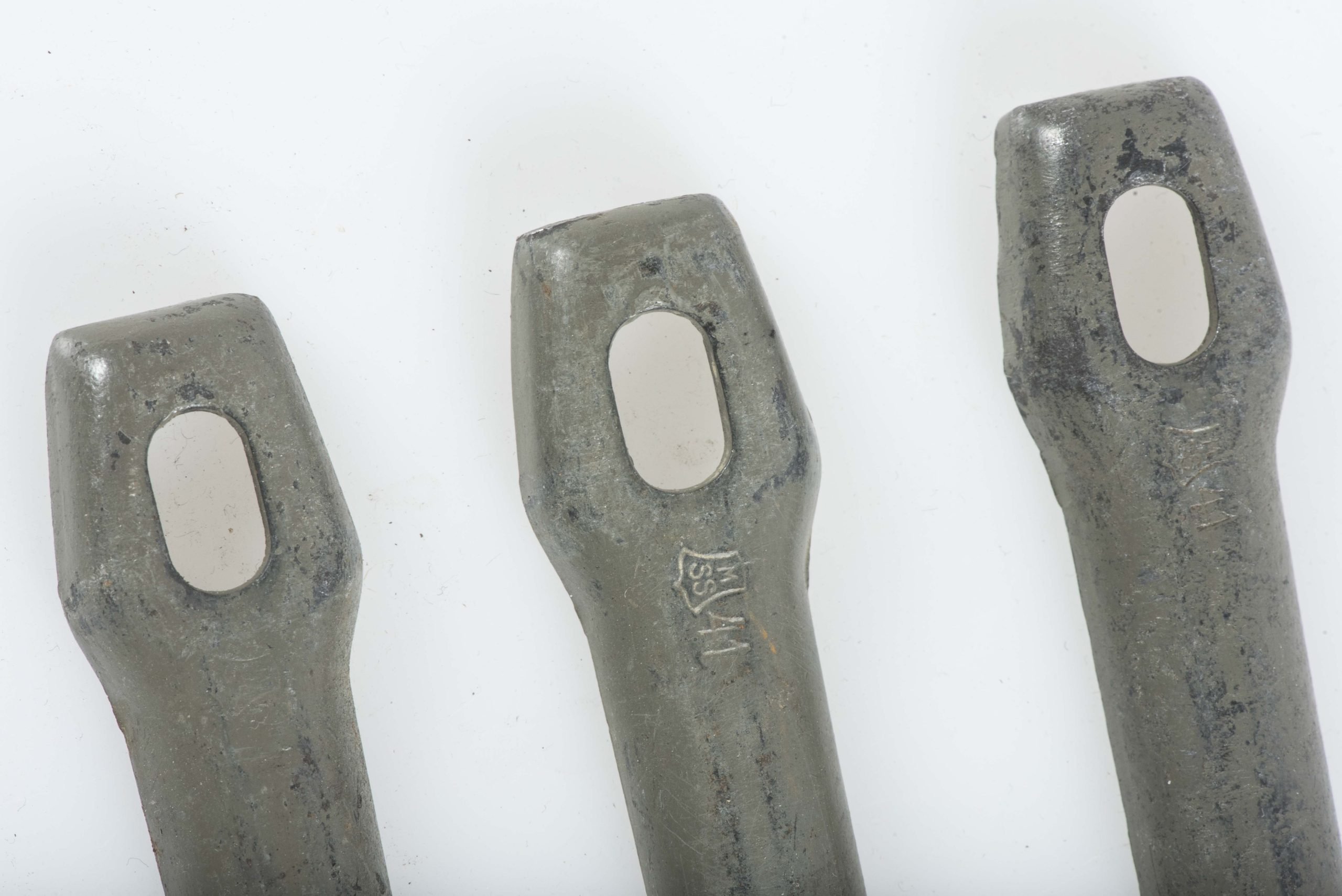 Three matching Zeltbahn pegs marked MSS 41 — image 2