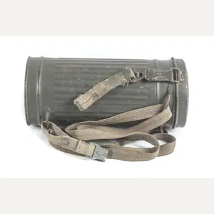 Late war tall M38 gasmask canister set with ribbed bottom