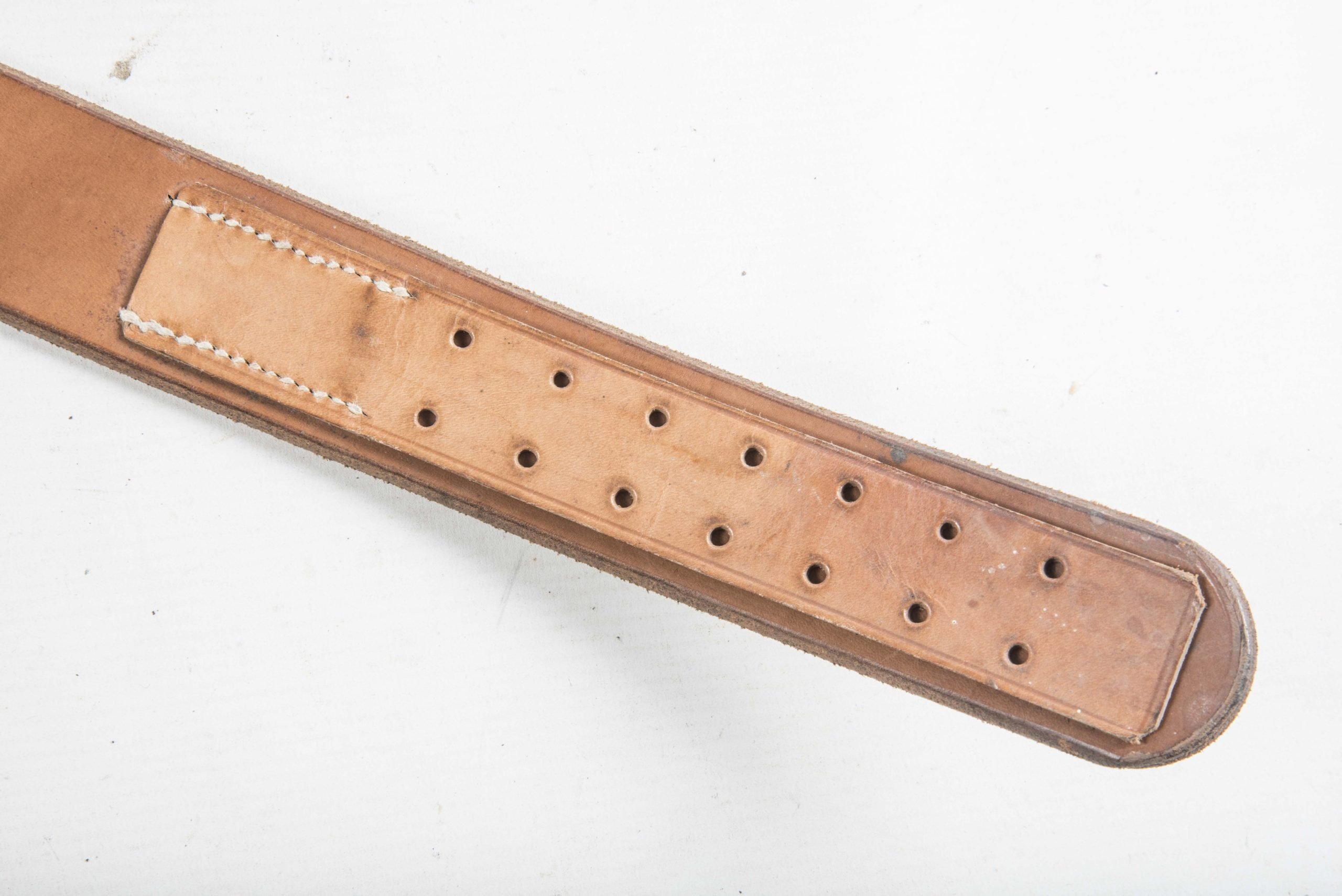 Unissued brown leather equipment belt marked Karl Kühne Lüdenscheid 1938 size 100 — image 3