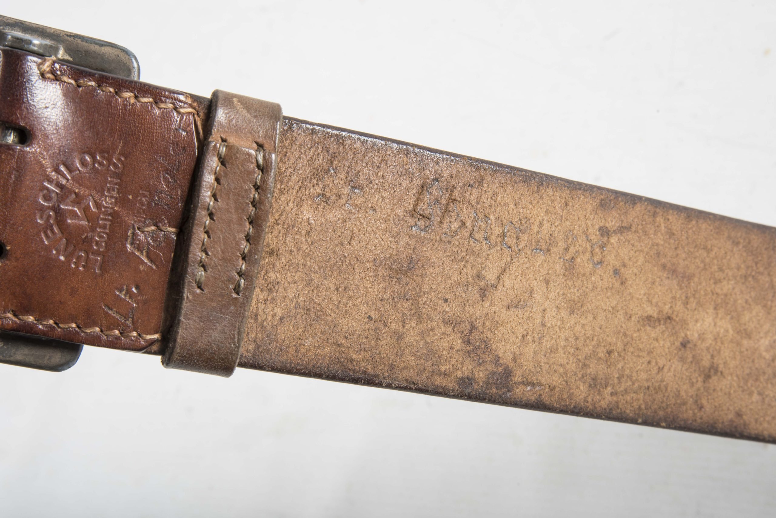 Leather officers Zweidorn belt marked Lüneschloss Solingen — image 6