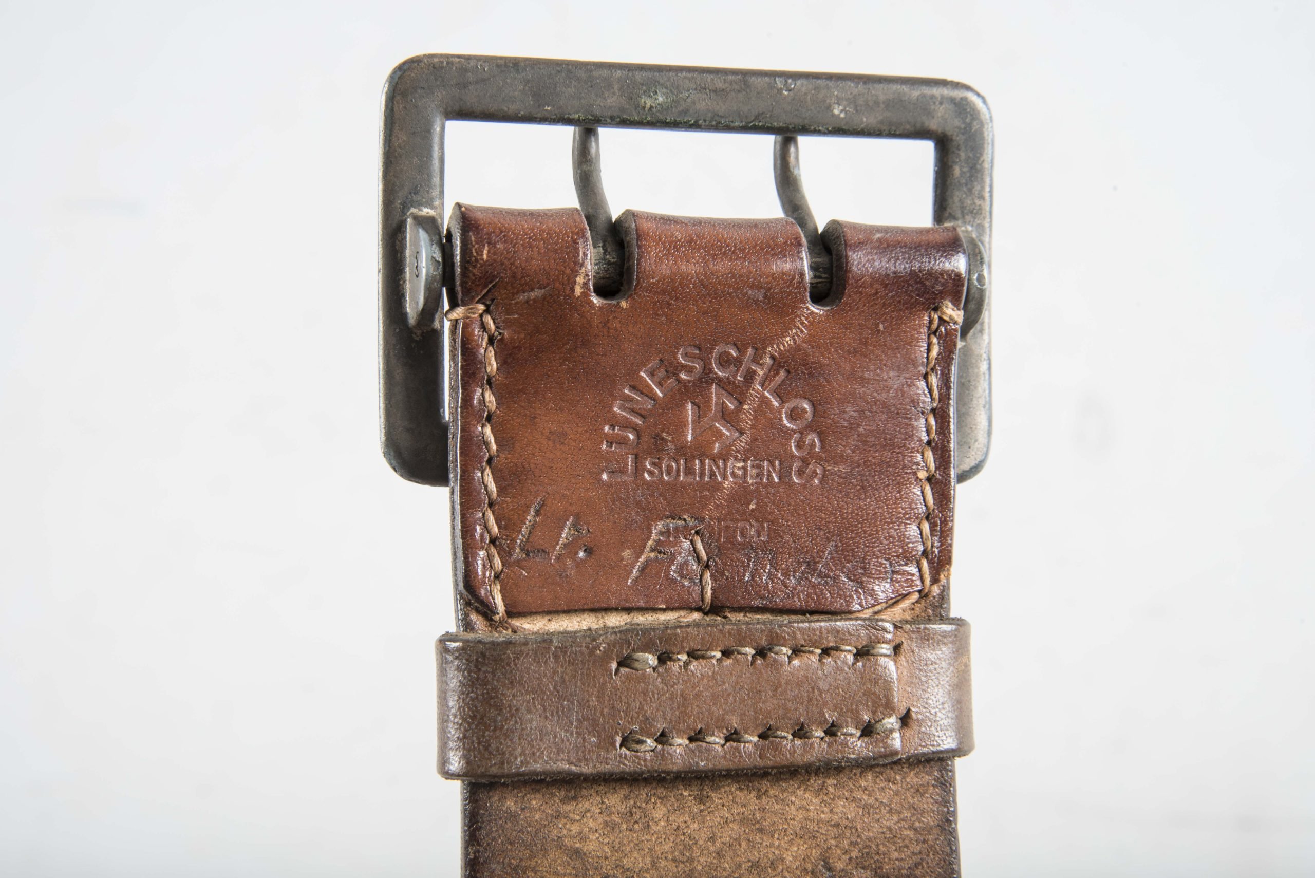 Leather officers Zweidorn belt marked Lüneschloss Solingen — image 7