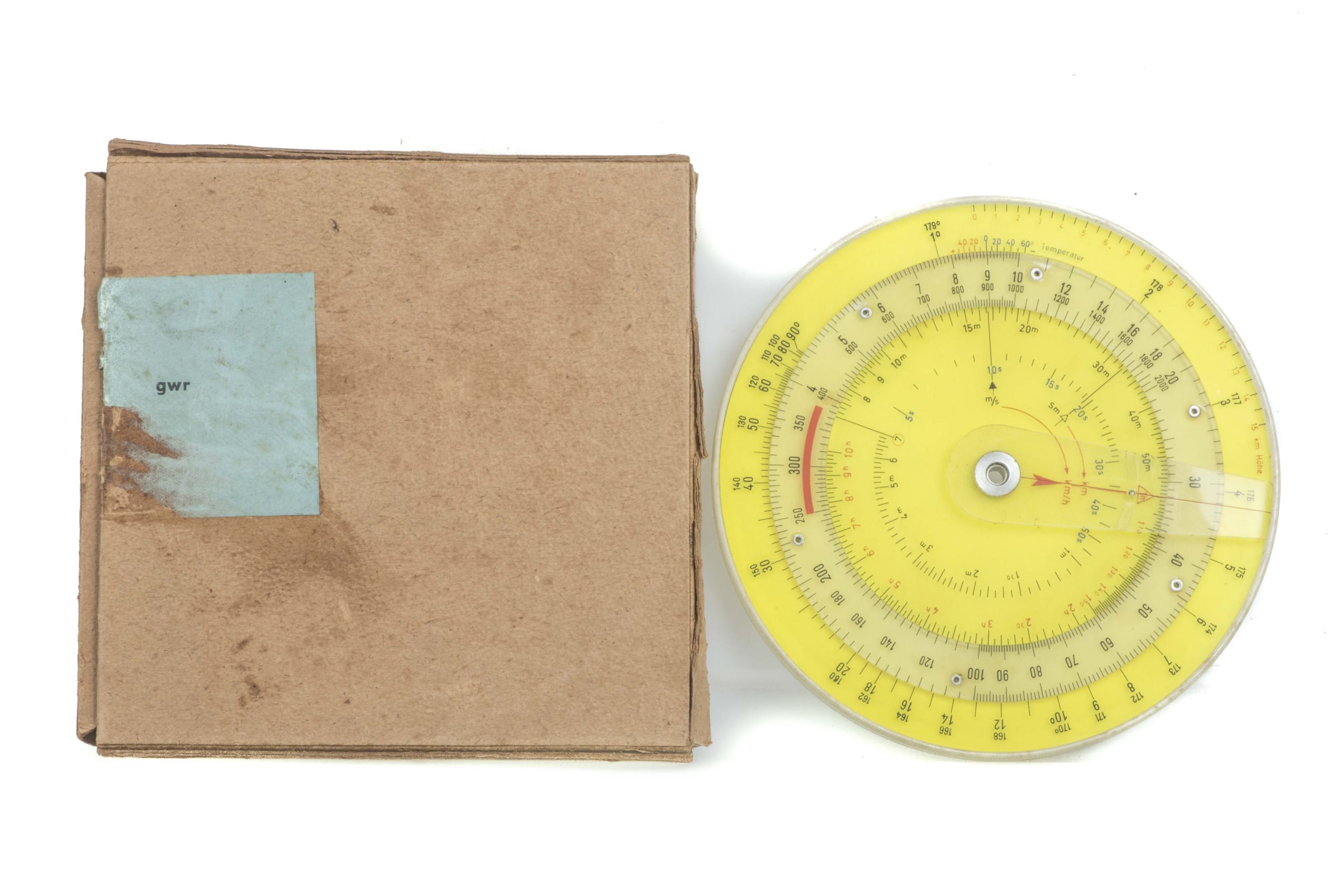 Unissued Luftwaffe flight navigator disc or Dreieckrechner DP3 Tp in original cardboard box — image 2