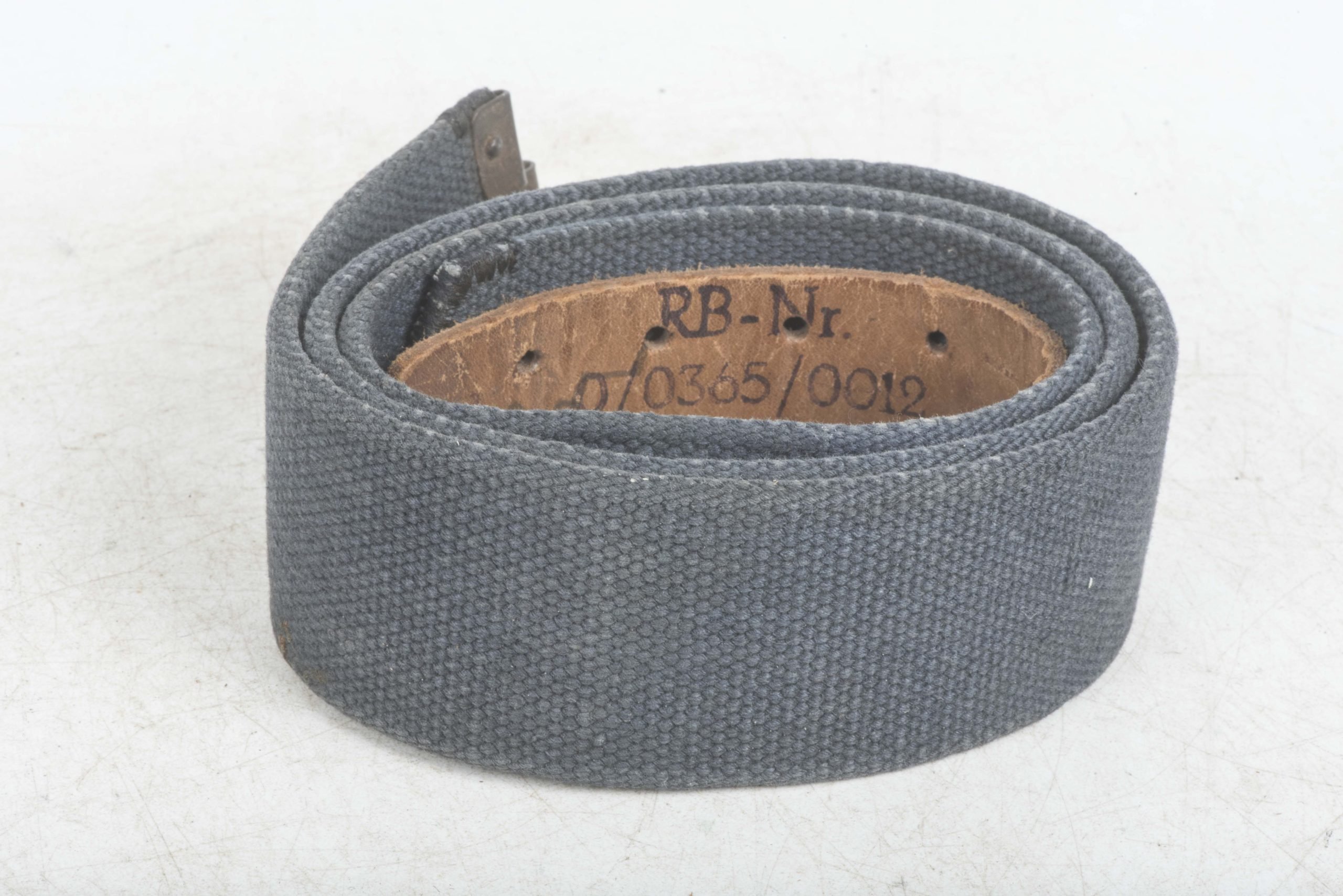 Rare late war Luftwaffe blue webbing equipment belt size 82 marked RB-Nr. 0/0365/0012 — image 3