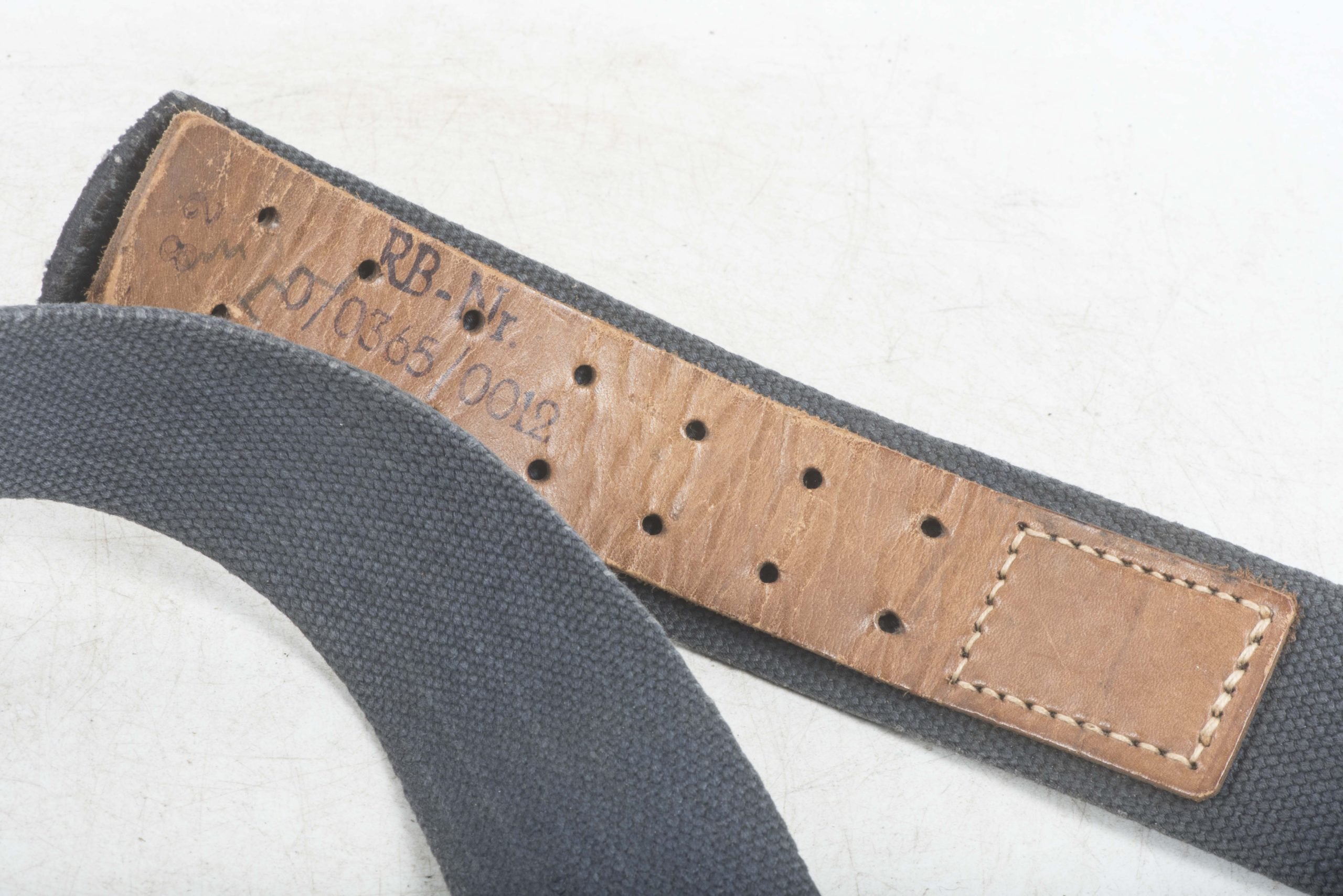 Rare late war Luftwaffe blue webbing equipment belt size 82 marked RB-Nr. 0/0365/0012 — image 6