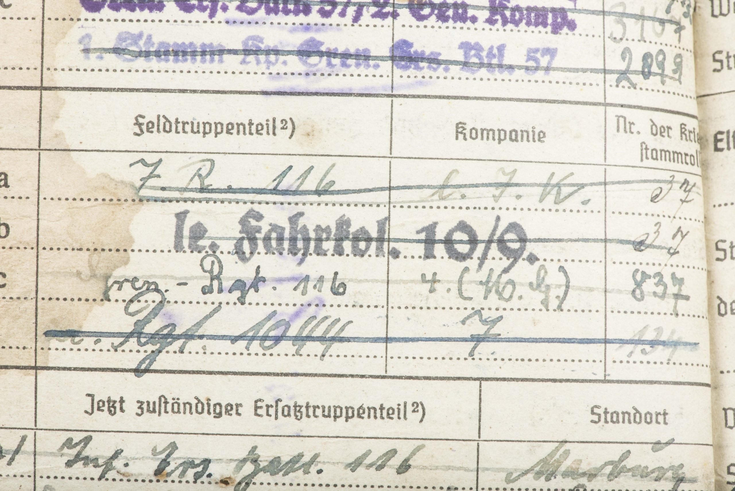 Soldbuch to Karl Ernst Sonntag, Grenadier Regiment 1044 — image 12
