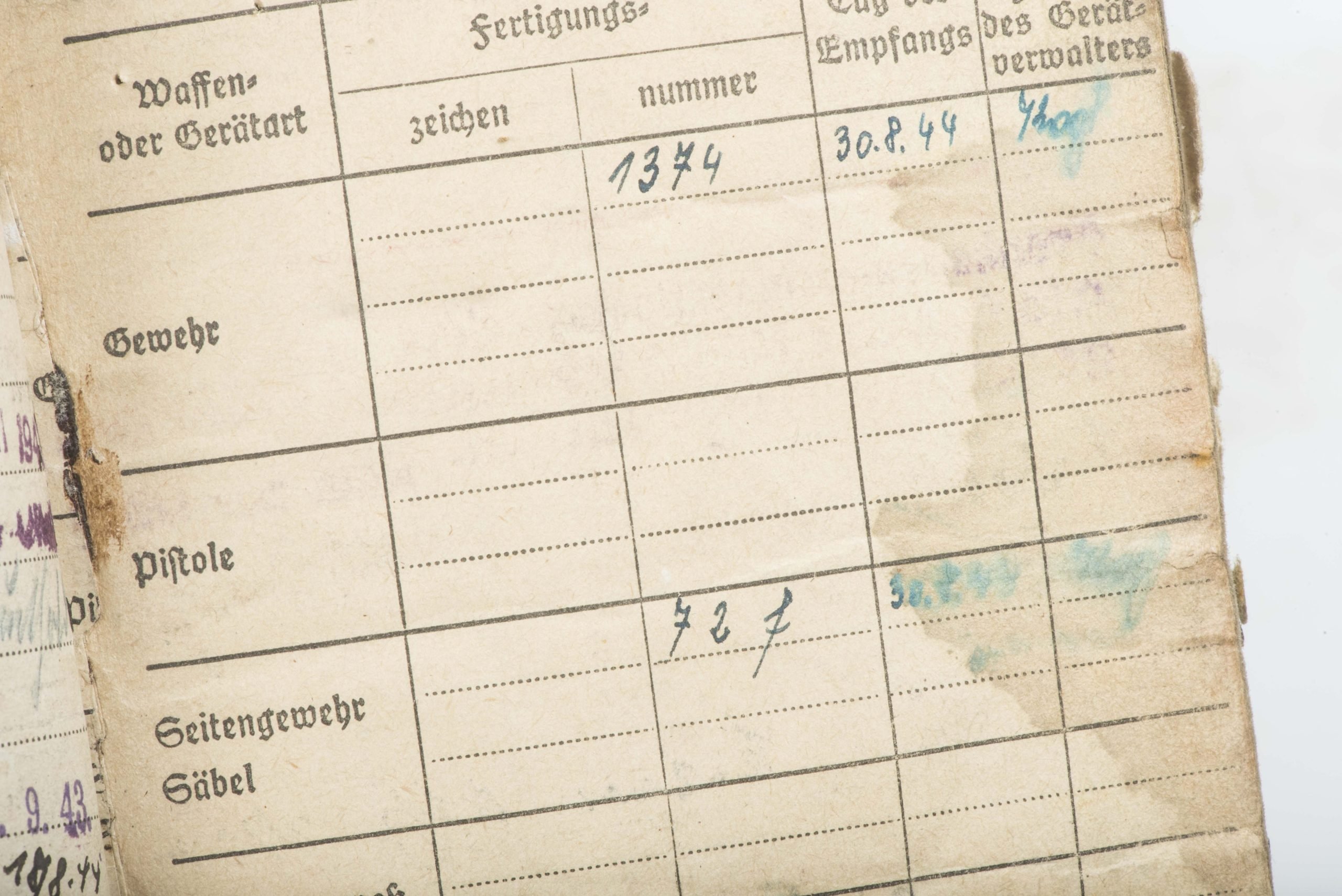 Soldbuch to Karl Ernst Sonntag, Grenadier Regiment 1044 — image 18