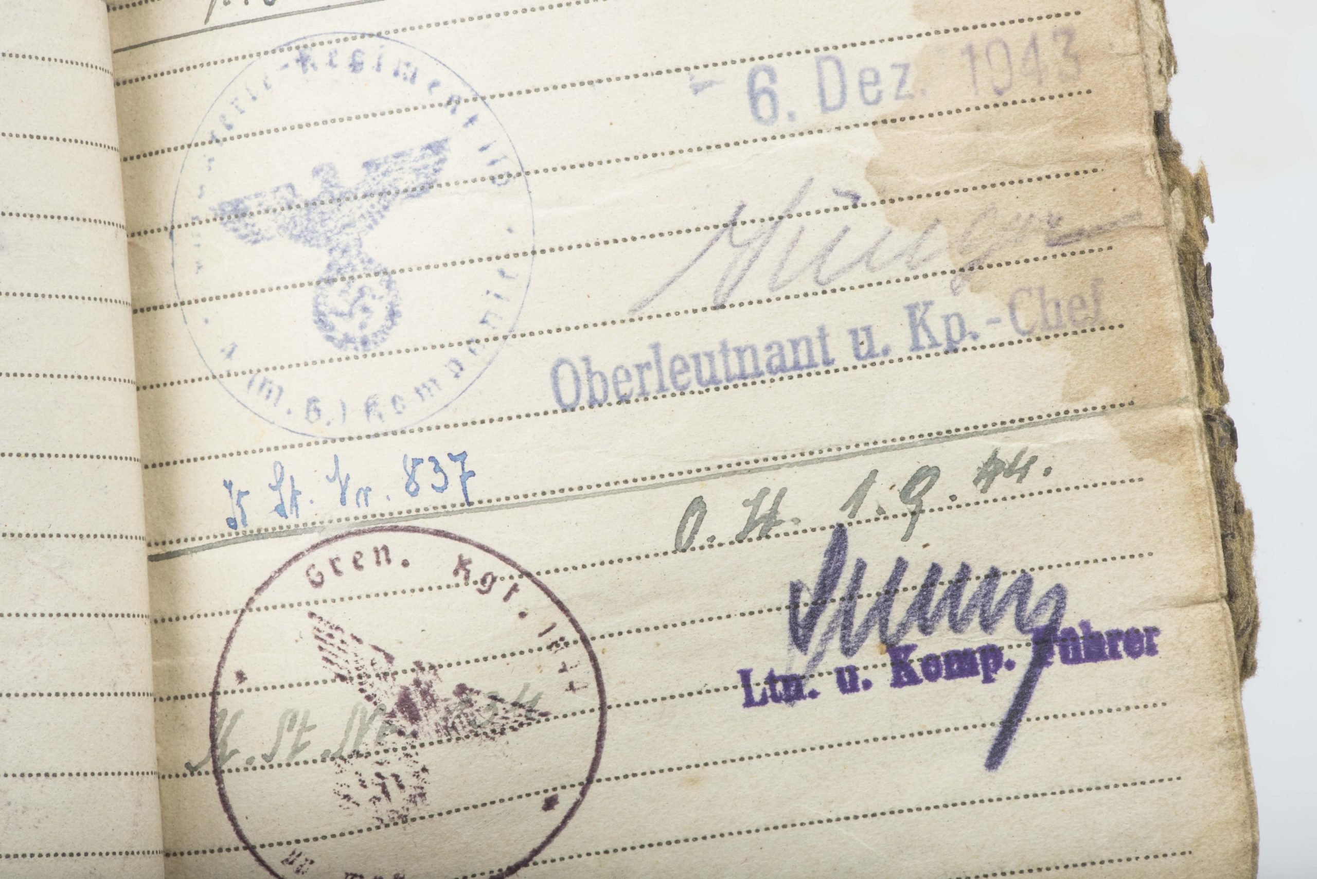 Soldbuch to Karl Ernst Sonntag, Grenadier Regiment 1044 — image 24