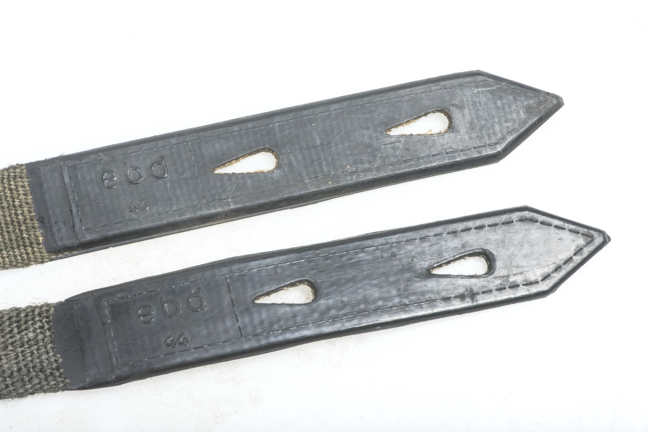 Textbook late war matching set of gasmask canister straps marked ebd 44 — image 2