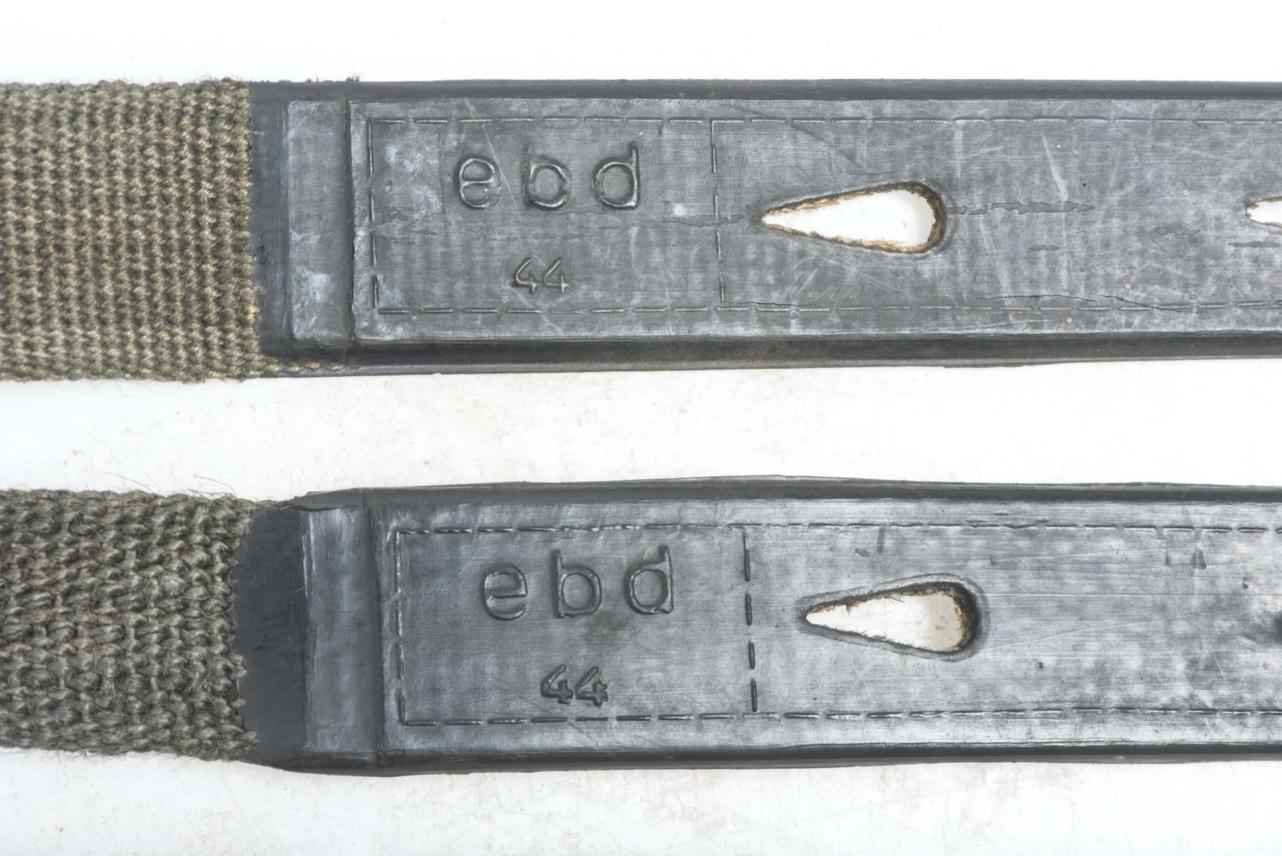 Textbook late war matching set of gasmask canister straps marked ebd 44 — image 3