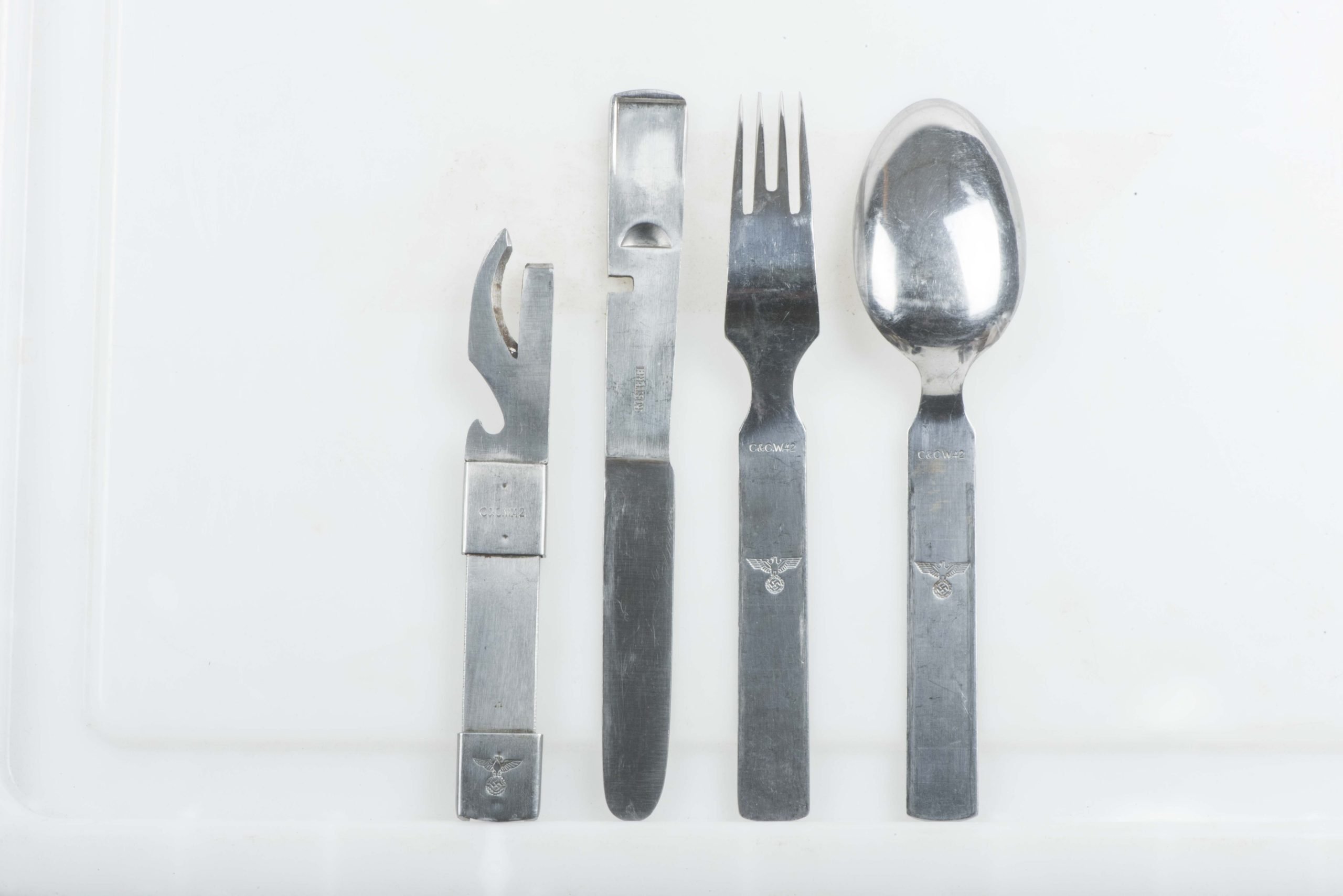 Rare Wehrmacht issue field cutlery set marked C&CW 42 — image 6