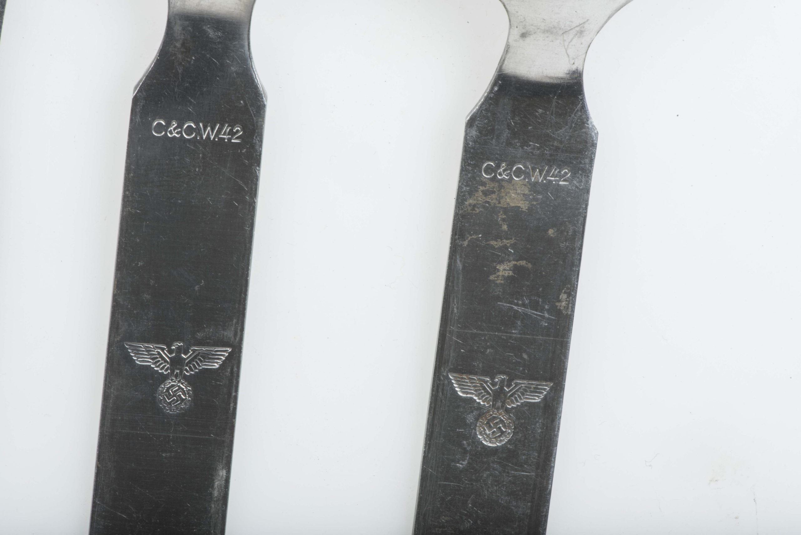 Rare Wehrmacht issue field cutlery set marked C&CW 42 — image 8