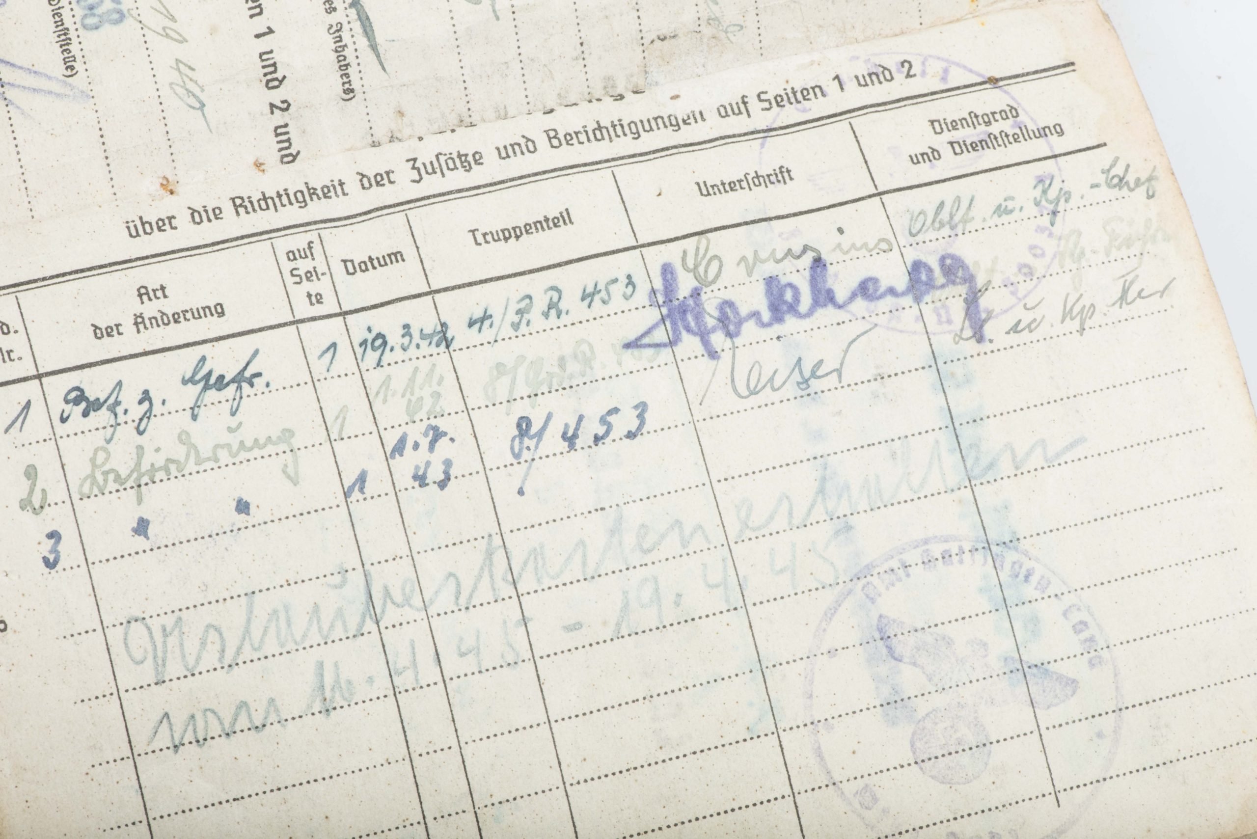 Nahkampfspange Soldbuch grouping Paul Pützer, Grenadier-Regiment 453 and 2. Fallschirmjäger-Division — image 44