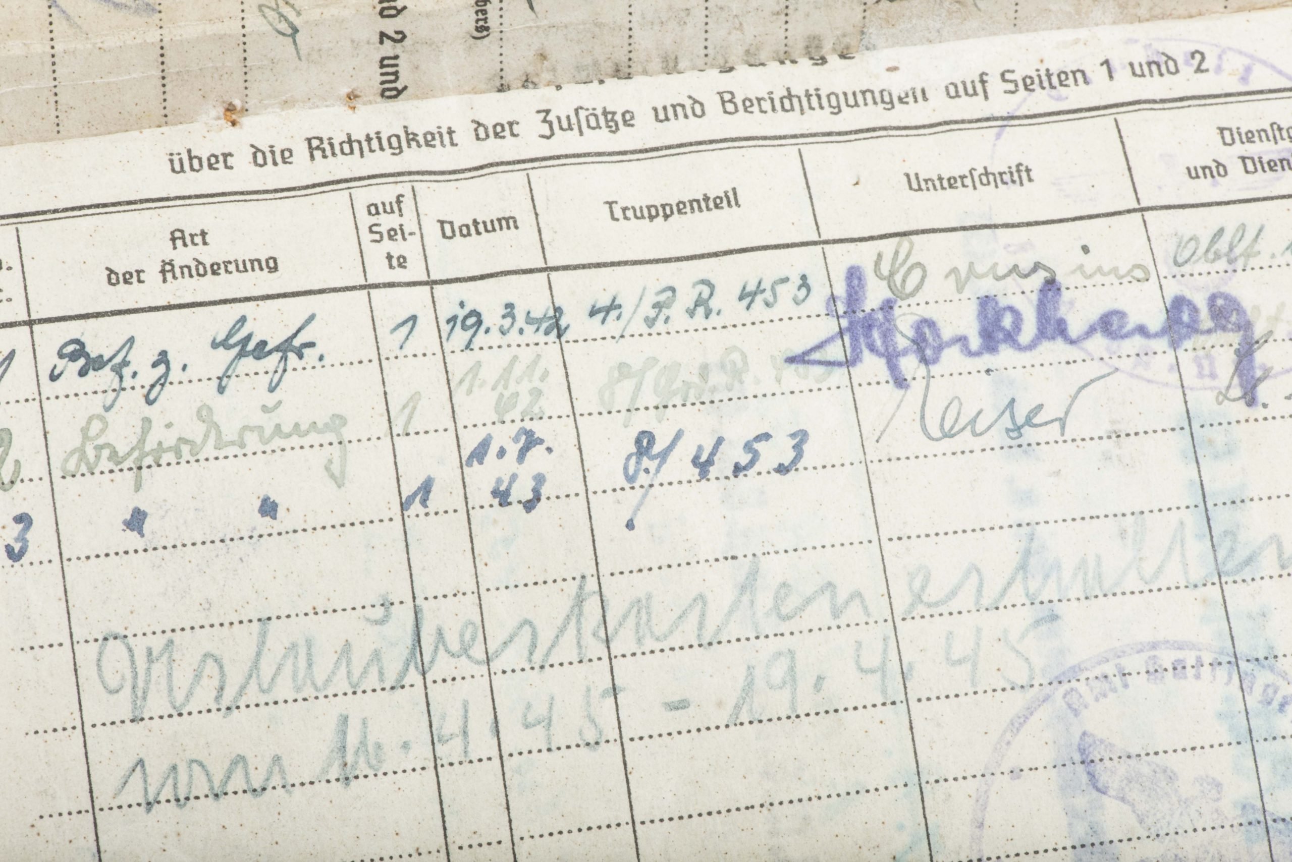 Nahkampfspange Soldbuch grouping Paul Pützer, Grenadier-Regiment 453 and 2. Fallschirmjäger-Division — image 45