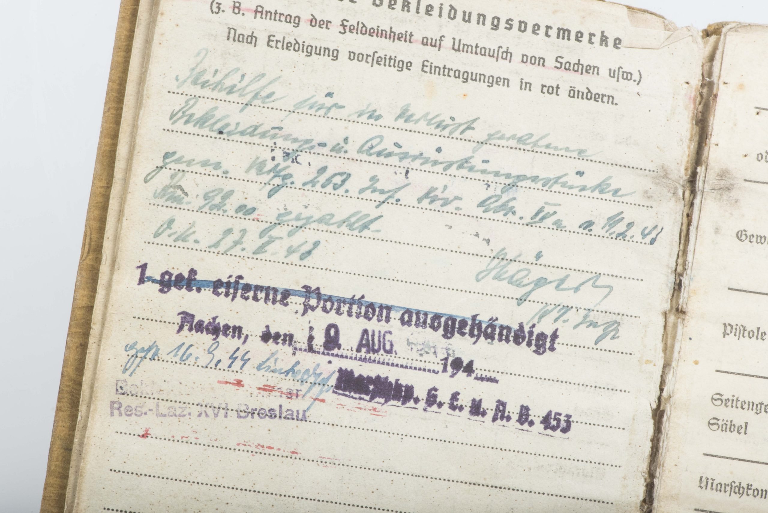 Nahkampfspange Soldbuch grouping Paul Pützer, Grenadier-Regiment 453 and 2. Fallschirmjäger-Division — image 52