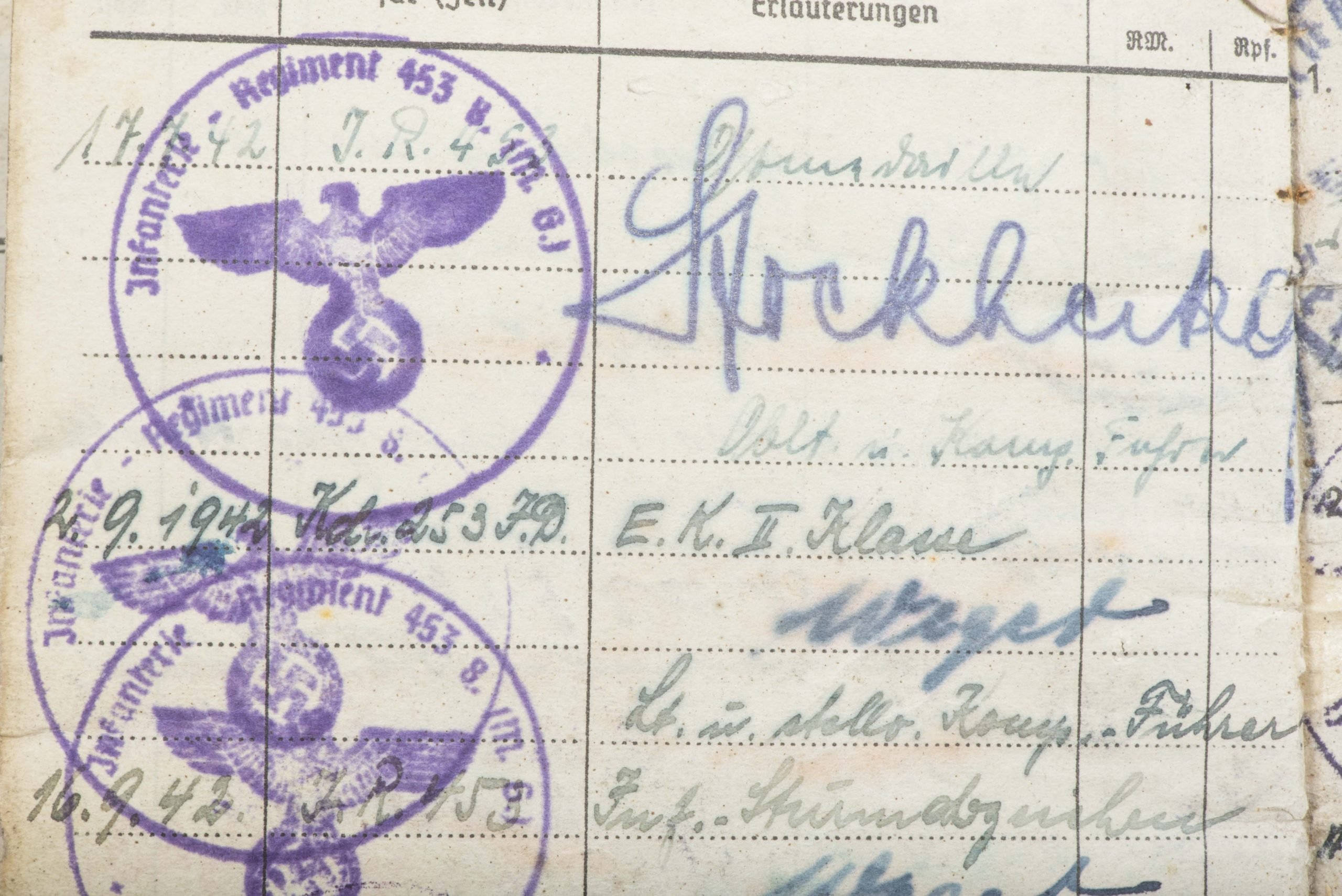 Nahkampfspange Soldbuch grouping Paul Pützer, Grenadier-Regiment 453 and 2. Fallschirmjäger-Division — image 70