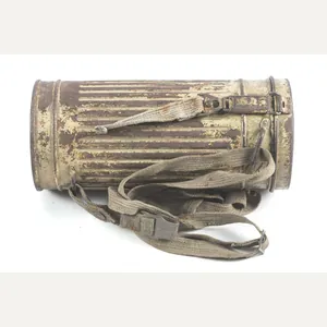 Tall M38 gasmask canister set in three-tone camouflage