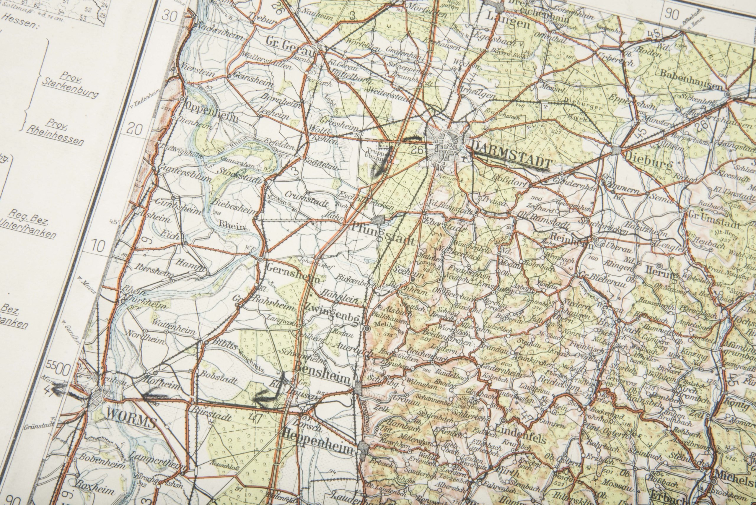 Heer map plotting board or Kartenbrett with marked maps — image 28
