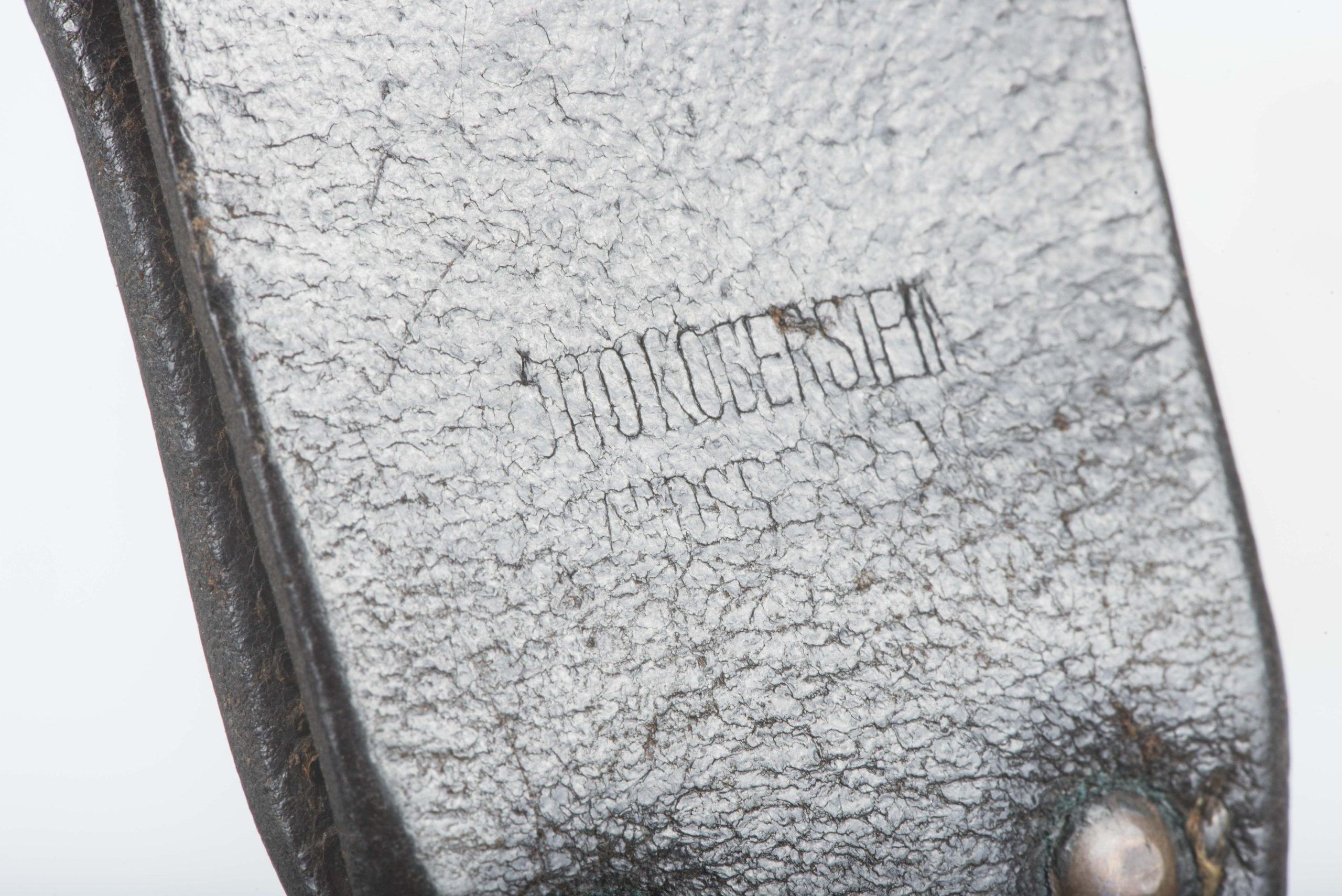 Luftwaffe issue chocolate brown K98 bayonet frog marked Otto koberstein, LBA — image 8