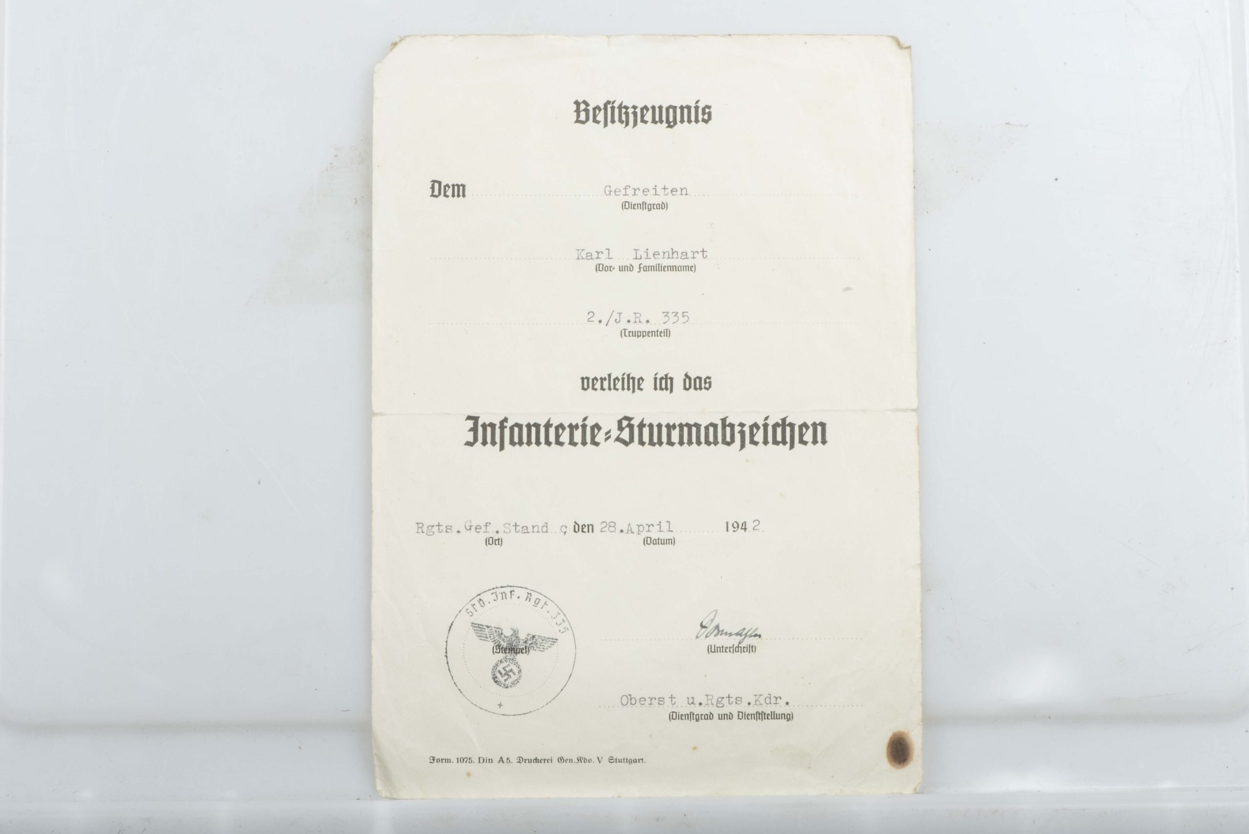 Grouping of Unteroffizier Karl Lienard – Kurland – Venlo – Küstrin, Potsdam, Spandau — image 11