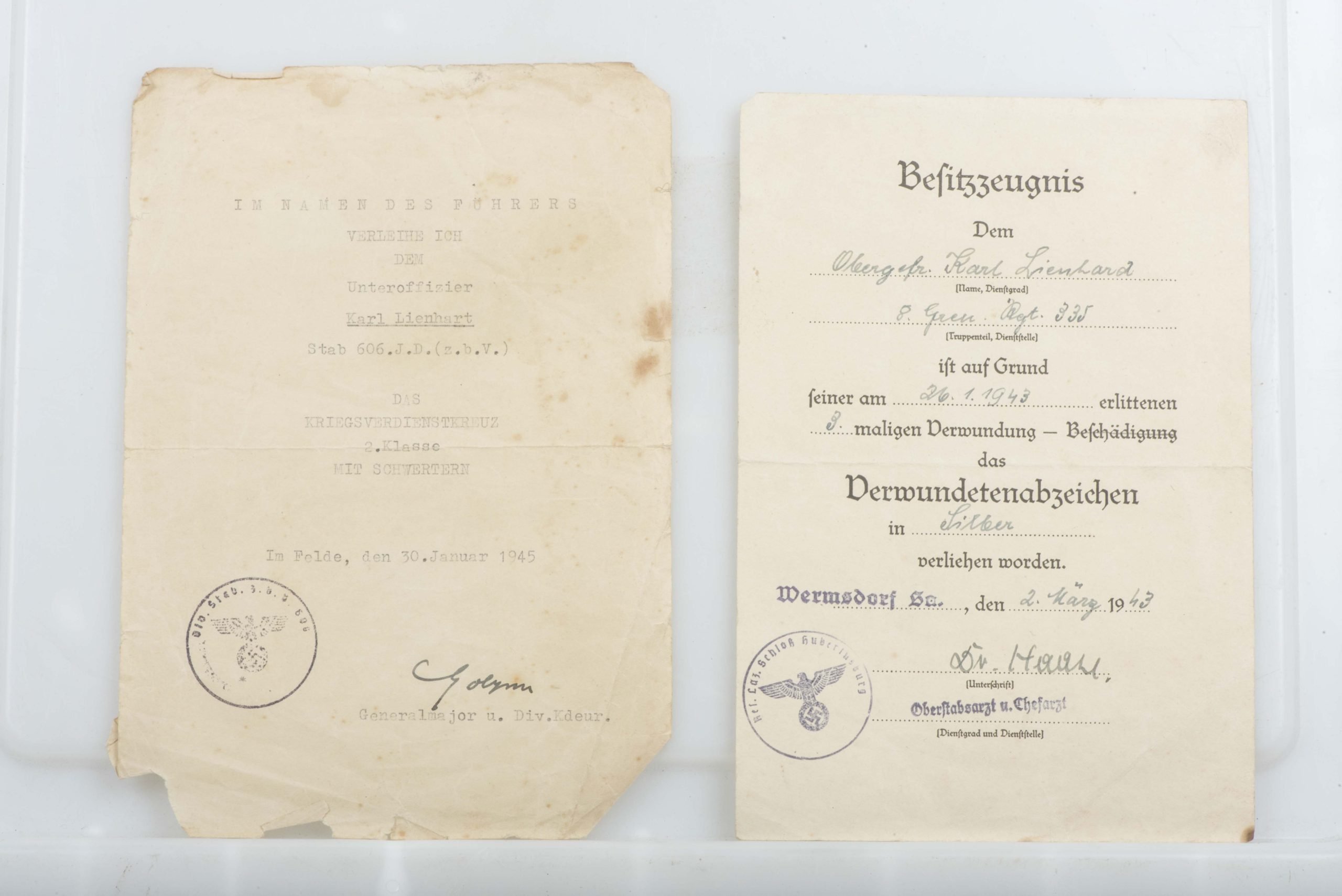 Grouping of Unteroffizier Karl Lienard – Kurland – Venlo – Küstrin, Potsdam, Spandau — image 3