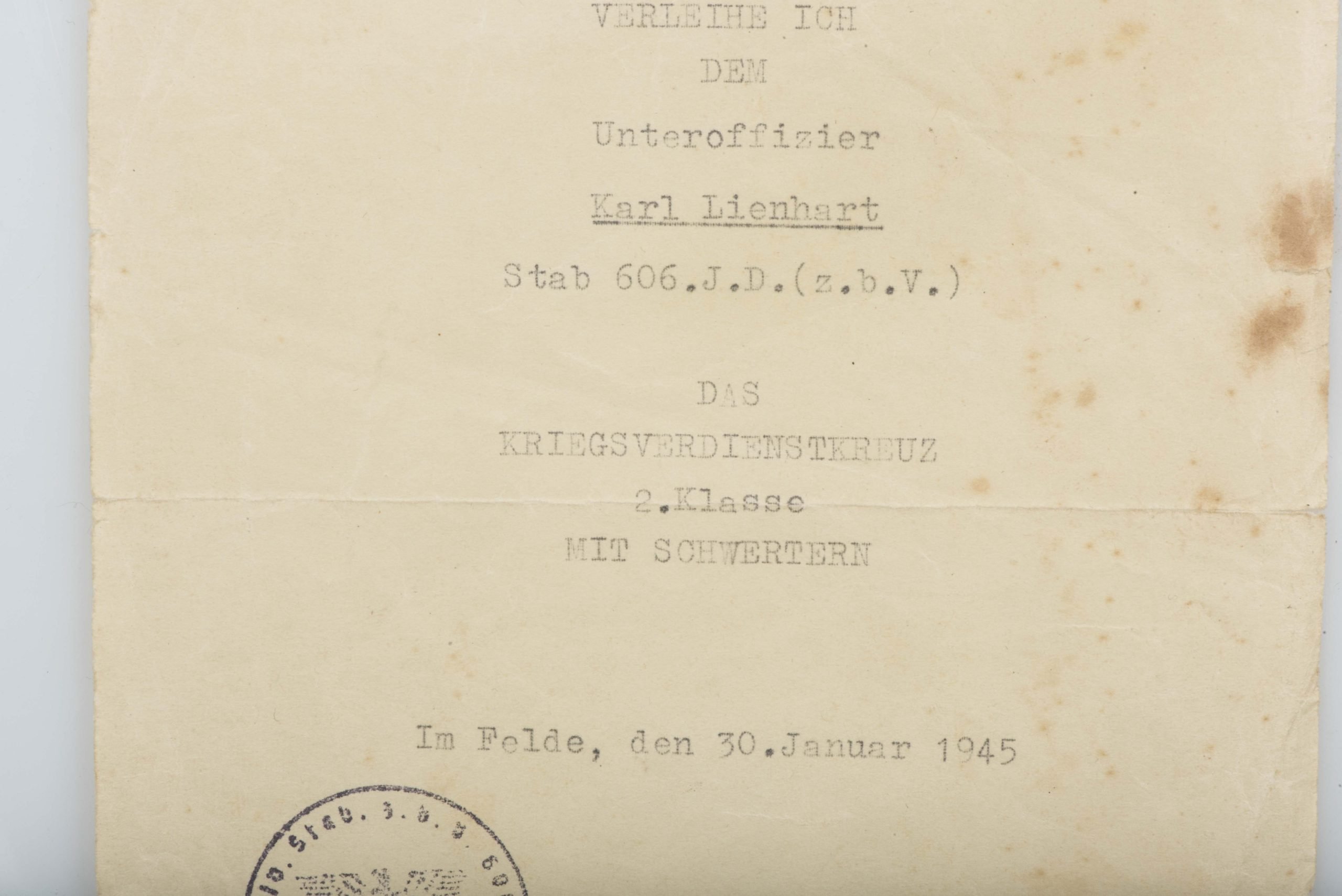 Grouping of Unteroffizier Karl Lienard – Kurland – Venlo – Küstrin, Potsdam, Spandau — image 4