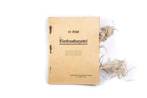 Rare veterinair wound tag booklet Tierkrankenzettel