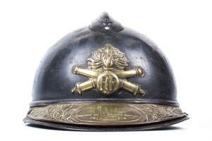 French M1915 Artillery Adrian helmet with period camouflage repaint