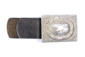Tabbed aluminium Luftwaffe belt buckle by Friedrich Keller, Oberstein 1938