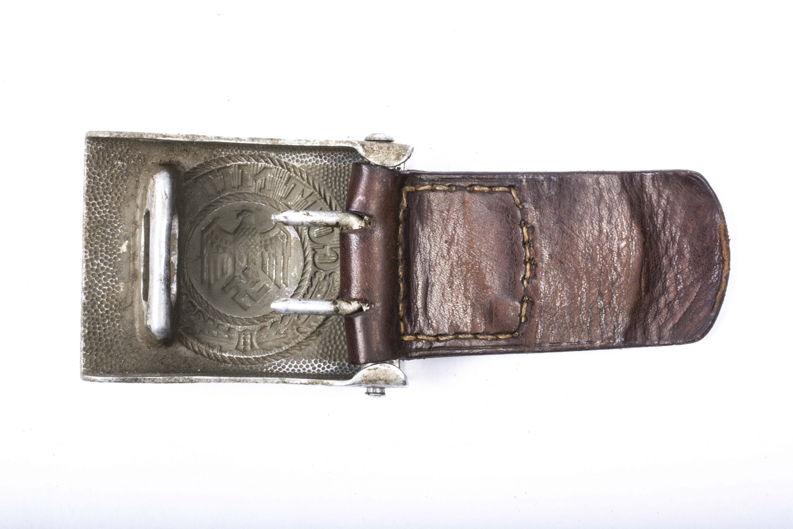 Tabbed Heer aluminum belt buckle marked Friedrich Keller 1937 — image 2