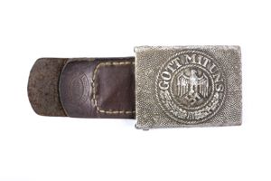 Tabbed Heer aluminum belt buckle marked Friedrich Keller 1937