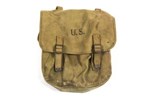 Rubberized US M1936 musette bag marked THE LANGDON TENT & …