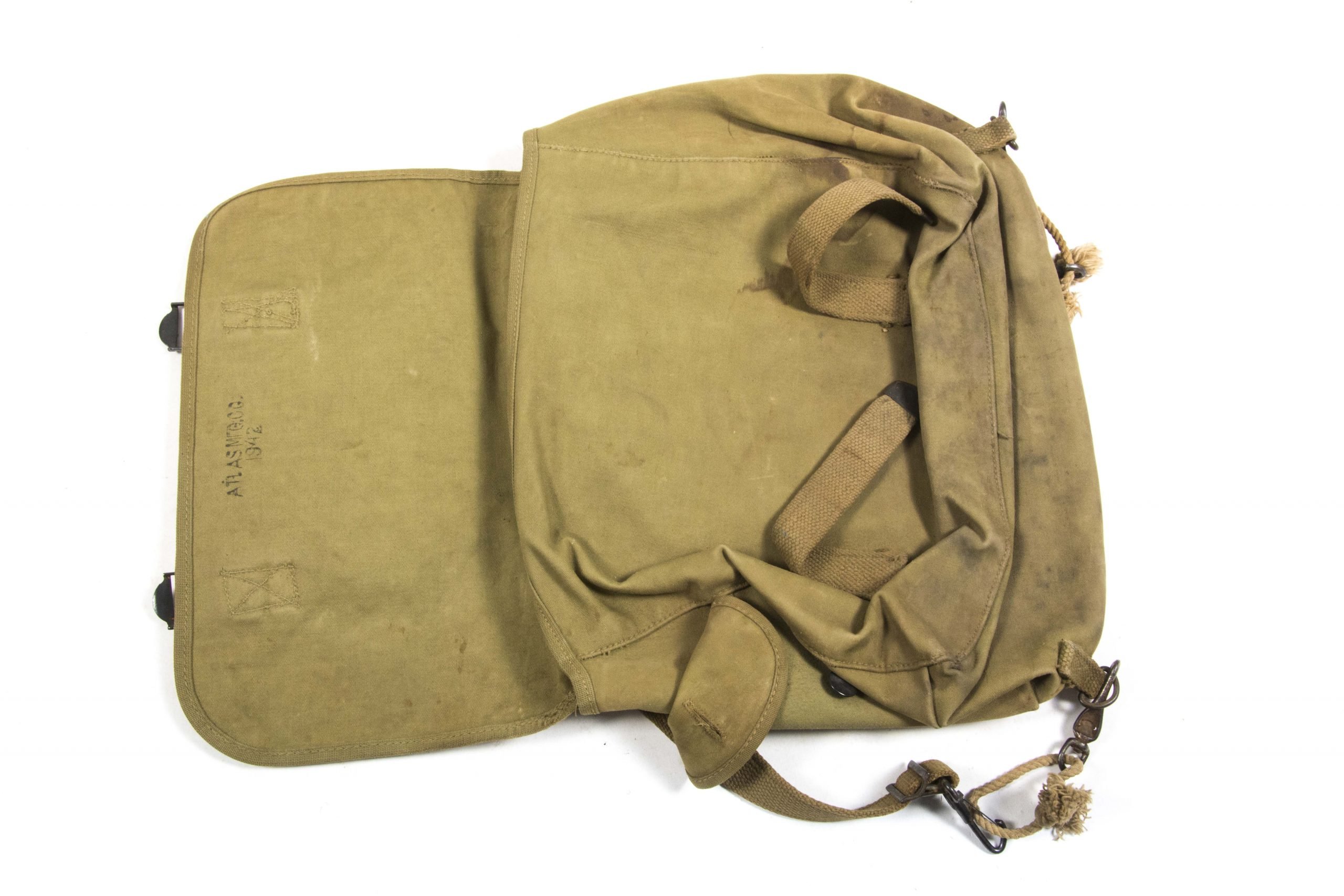Rubberized US M1936 musette bag marked Atlas Mfg. Co. 1942 — image 2