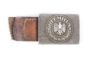 Rare tabbed aluminum Heer belt buckle J Deutschbein, Euskirchen 1938