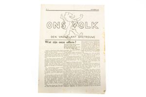 Illegal resistance newspaper Ons Volk November 1943