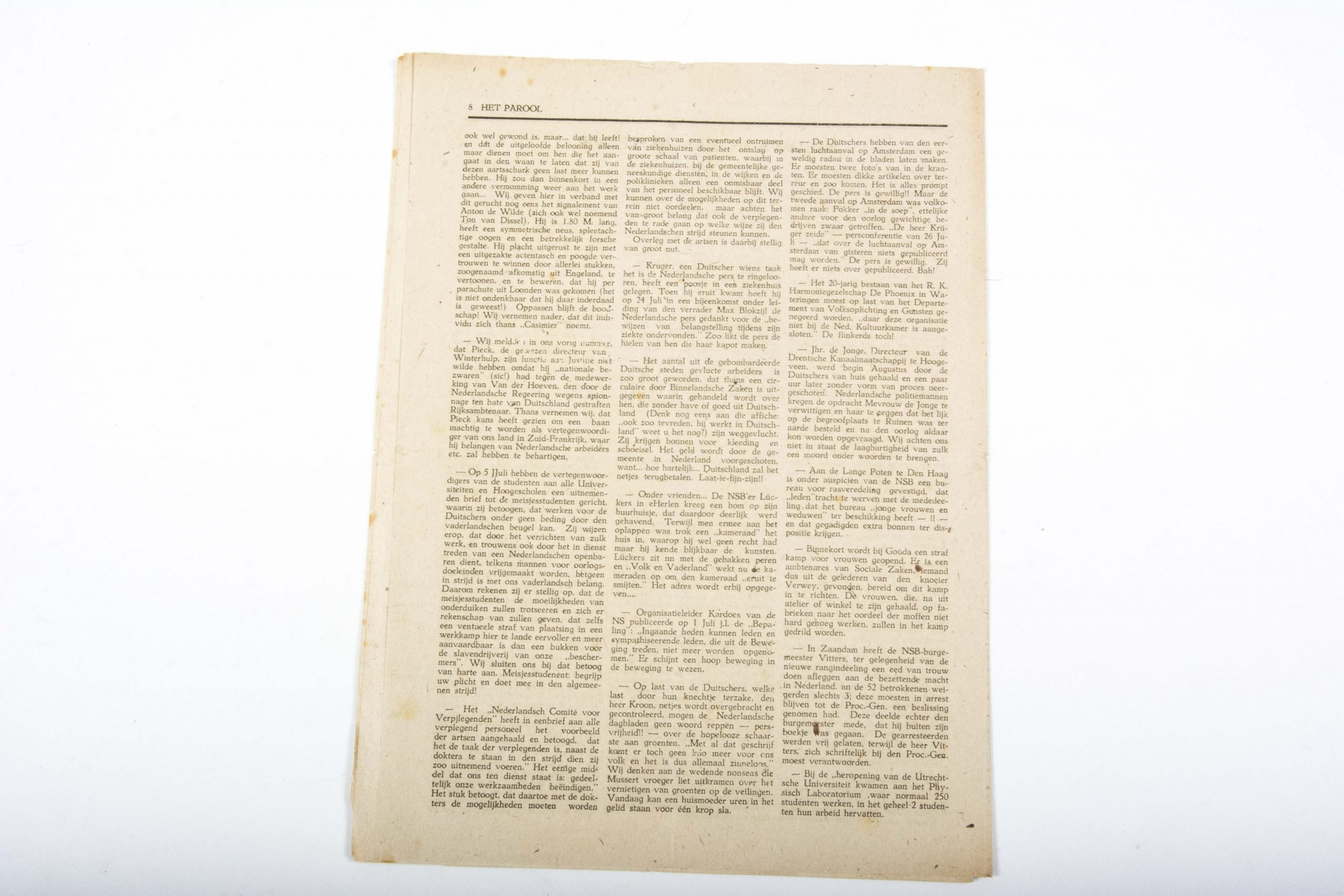 Illegal resistance newspaper Het Parool 10 September 1943 — image 3