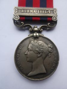 INDIA GENERAL SERVICE MEDAL-CLASP BURMA 1885-7 -TO MC CONNACHIE- 2ND …