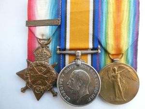 1914 STAR AND BAR TRIO-PALMER-GLOUCESTER REGT-ARRIVED IN FRANCE ON 13/08/1914