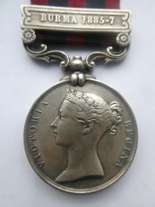 INDIA GENERAL SERVICE MEDAL (1854) CLASP: BURMA 1885-7-TO COLOUR SERGT …