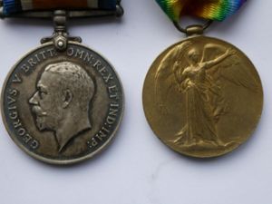 BRITISH WAR AND VICTORY MEDALS-T0 GIBBON EAST SURREY REGIMENT-LATER SERVICE …