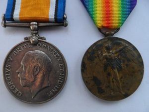BRITISH WAR AND VICTORY MEDALS TO VERNON DEVON REGT-BORN IN …