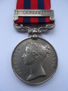 INDIA GENERAL SERVICE MEDAL-CLASP BHOOTAN-TO HOPKINS 80TH REGT-ALSO SERVED INDIAN …