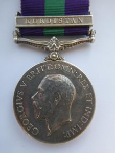 GENERAL SERVICE MEDAL-CLASP KURDISTAN TO CORPORAL PRESTON-ROYAL AIR FORCE