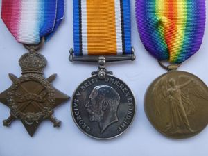 1914/15 STAR TRIO TO TURVEY-ARMY SERVICE CORPS-WOUNDED IN THE FACE …