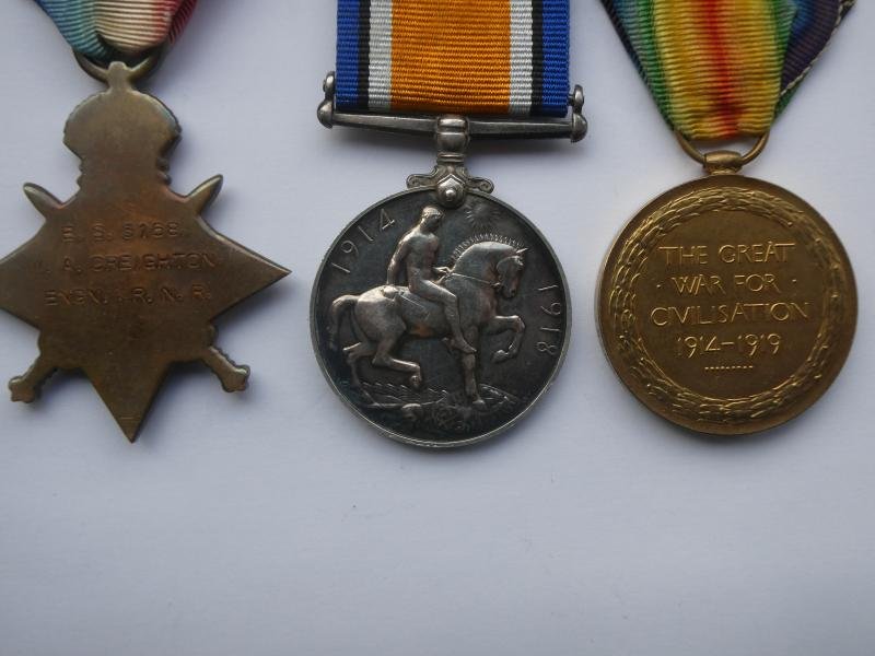 1914/15 STAR TRIO-TO CREIGHTON ROYAL NAVAL RESERVE-SERVED ON H.M.TRWALER "JABOO 11" — image 2