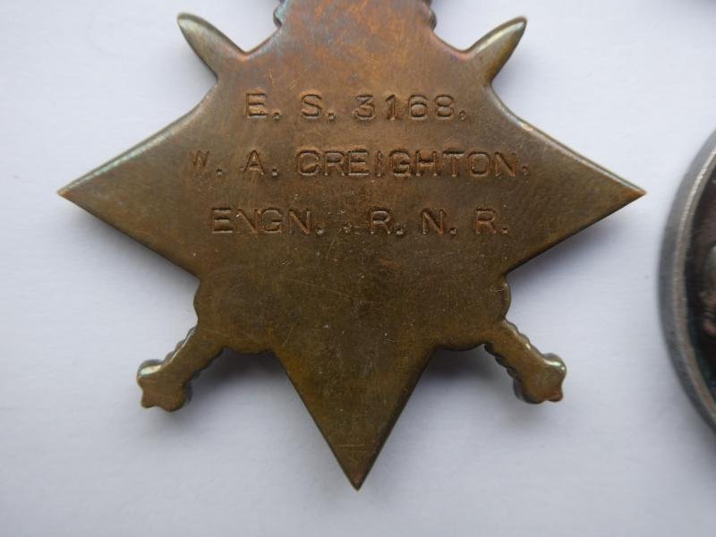 1914/15 STAR TRIO-TO CREIGHTON ROYAL NAVAL RESERVE-SERVED ON H.M.TRWALER "JABOO 11" — image 3