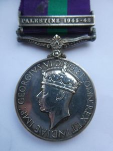GENERAL SERVICE MEDAL-CLASP PALESTINE 1945-48-TO MILLER -ROYAL ARMY MEDICAL CORPS