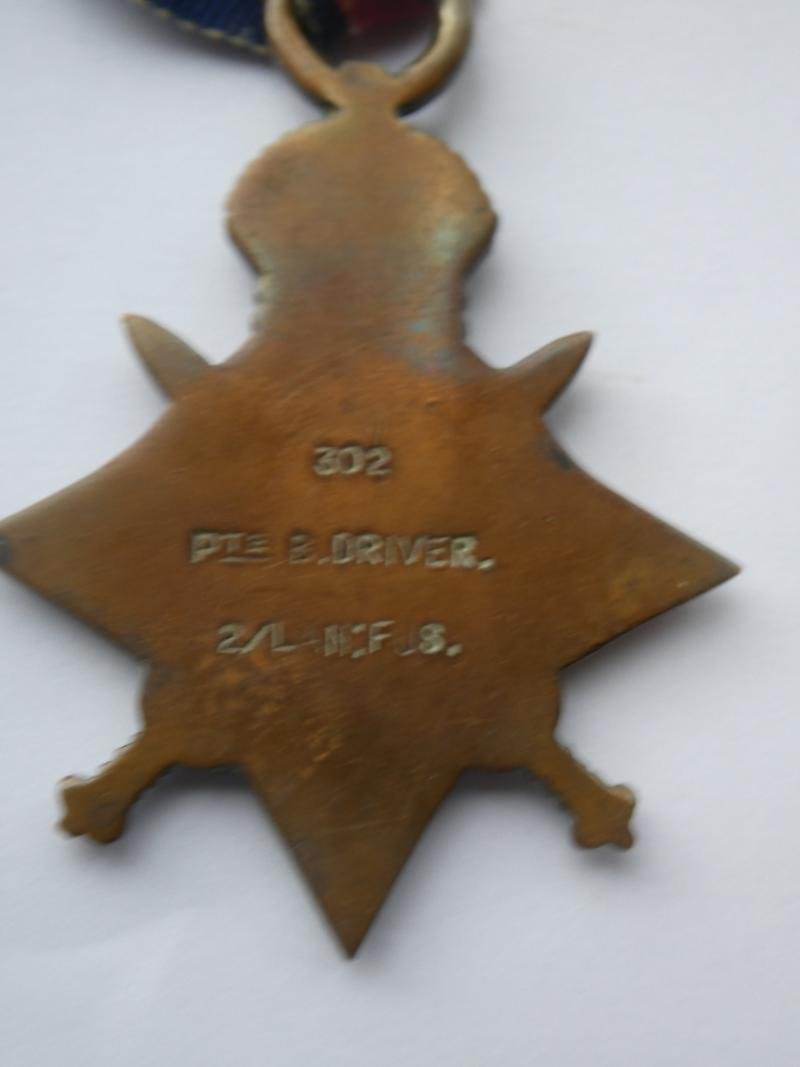 1914 STAR-TO DRIVER-2ND LANCASHIRE FUSILIERS — image 2